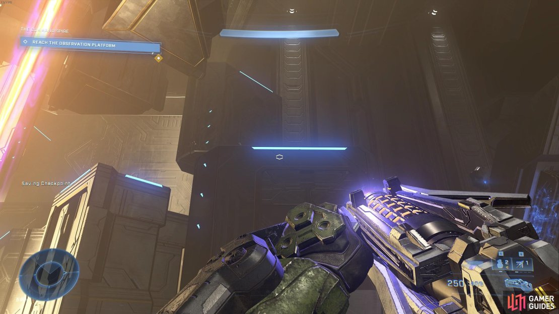 Use Grappleshot to climb the platforms.