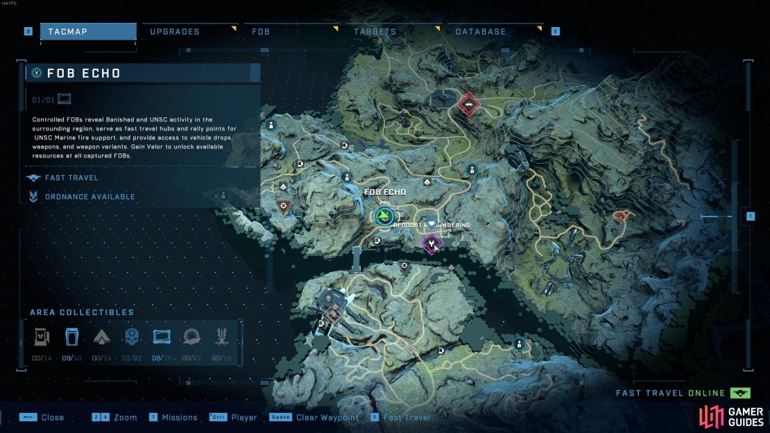 The location of the Redoubt of Sundering, southeast of Fob Echo.
