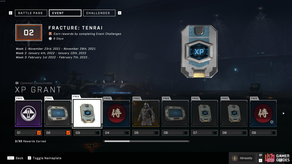 The rewards available for each level can be viewed from the Event Pass page.