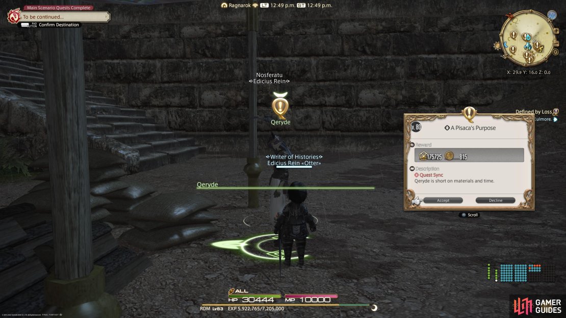 Speak with Qeryde to begin this quest.