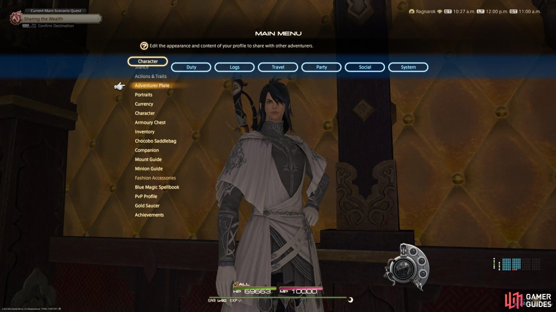 Now head to the Adventurer Plate menu