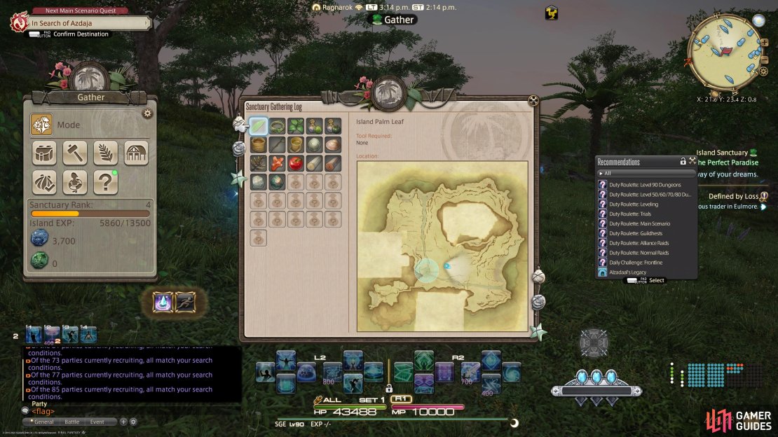 You can find all the materials you&rsquo;ve gathered by selecting the Sanctuary Gathering Log via the Islekeep Index.