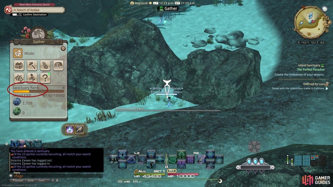 You can see your Sanctuary Rank on the box on the left of the screen.