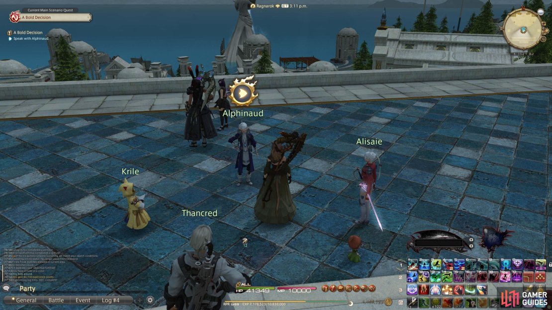 Alphinaud is just outside.