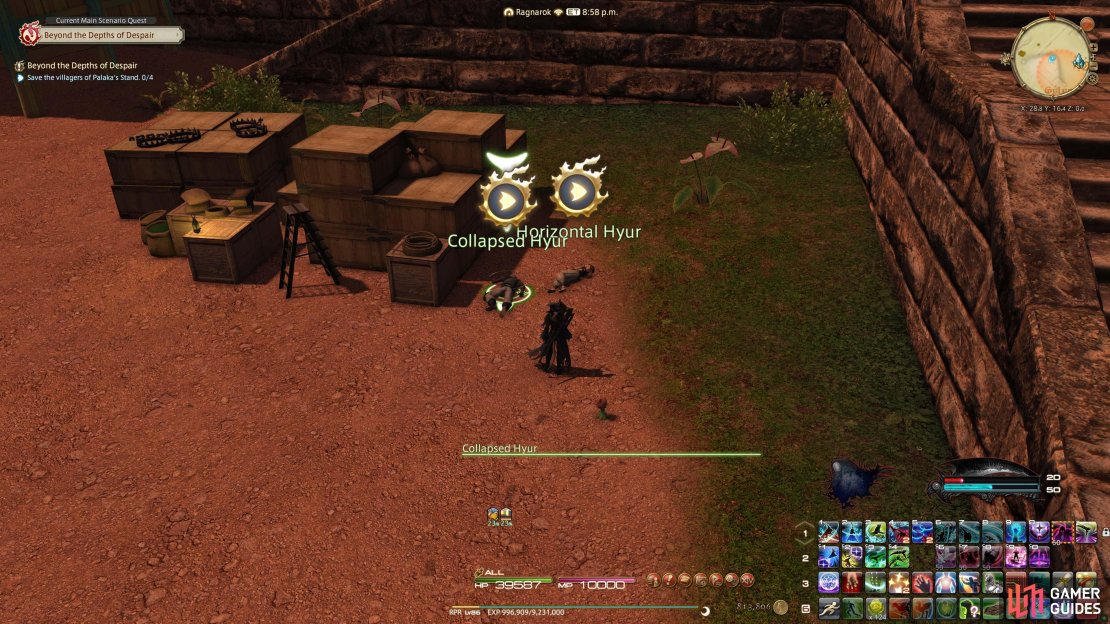 Aid the Collapsed Hyur and the Horizontal Hyur.