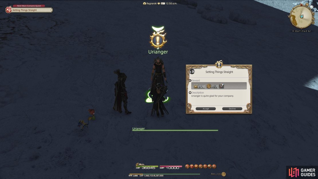 Setting Things Straight Starting NPC is Urianger