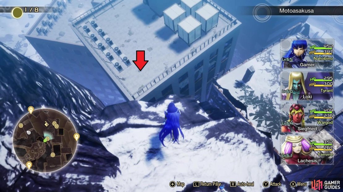 Jump down to this building from the Garuda perch