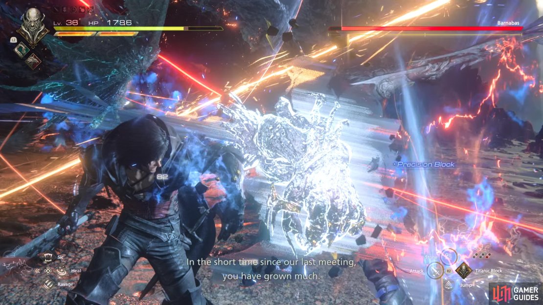 Barnabas uses a lot of powerful beam attacks.