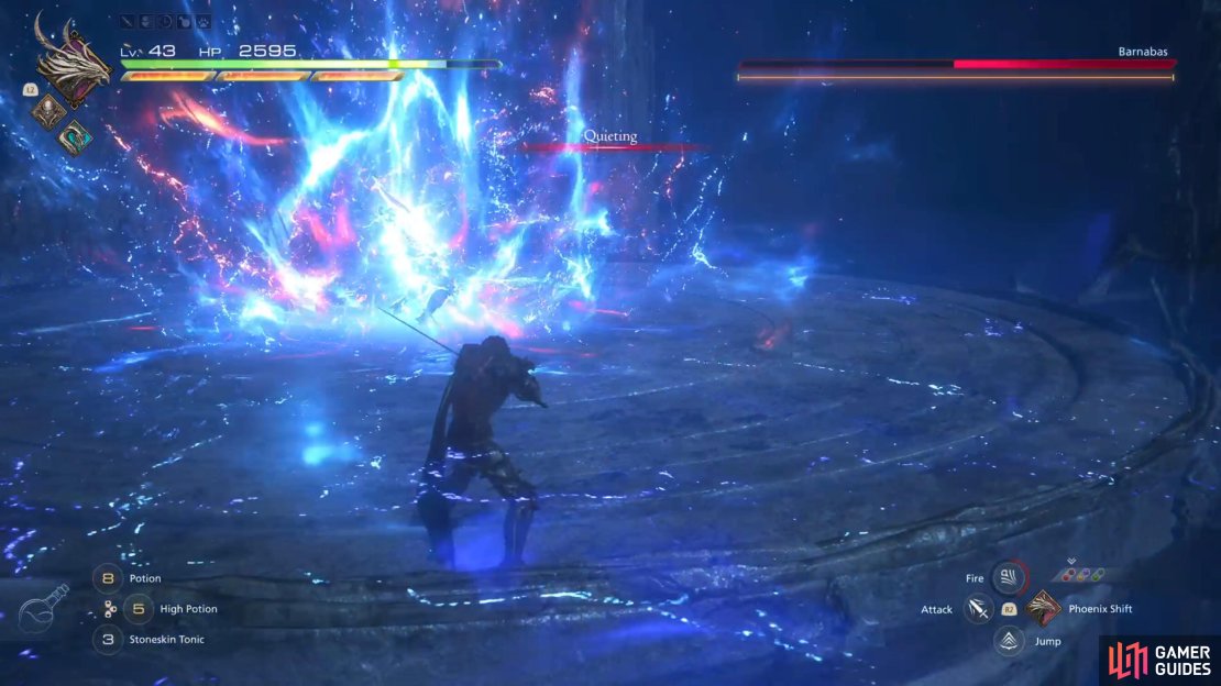 The Quieting move is a buff that will send Barnabas into the last phase of the fight.