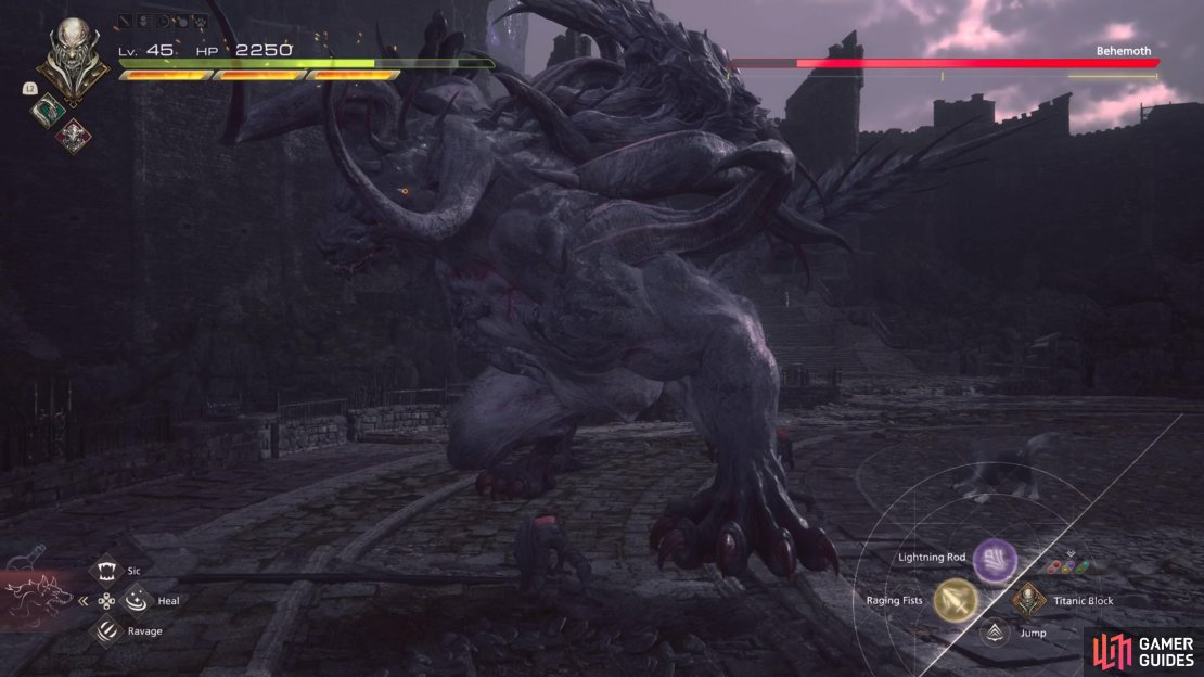 Behemoth raises its arm like this when it does the Claw Swipe.