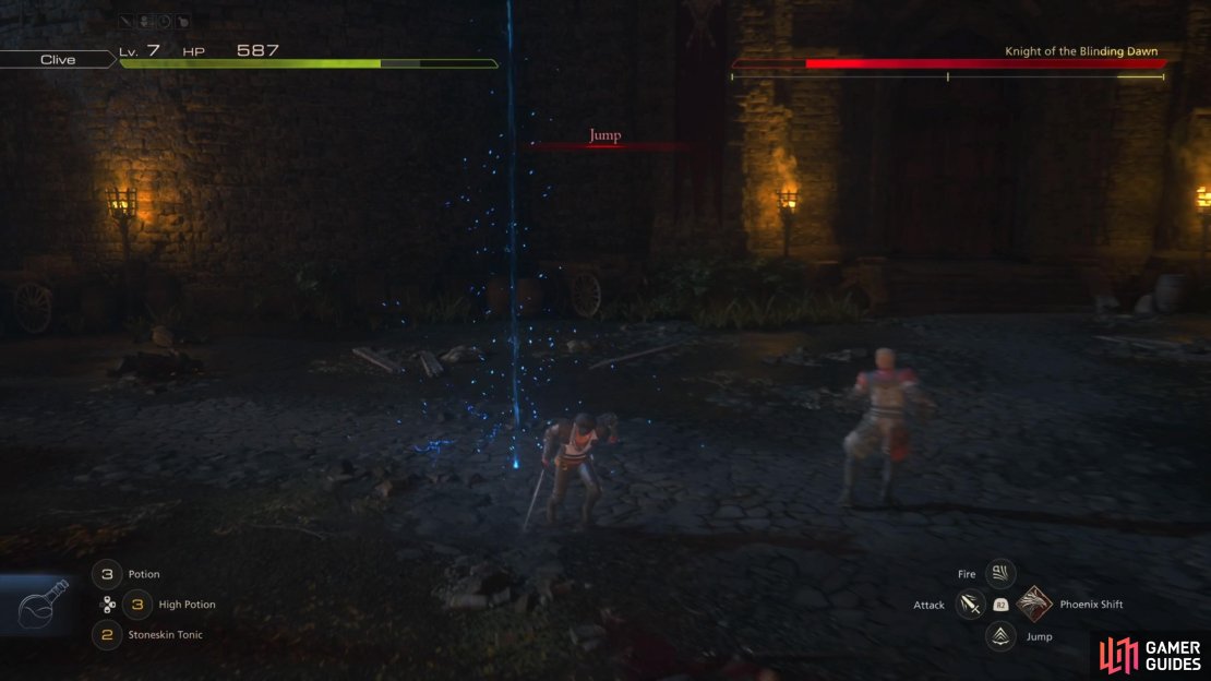 The blue marker will indicate where the Knight will land while performing !Jump.