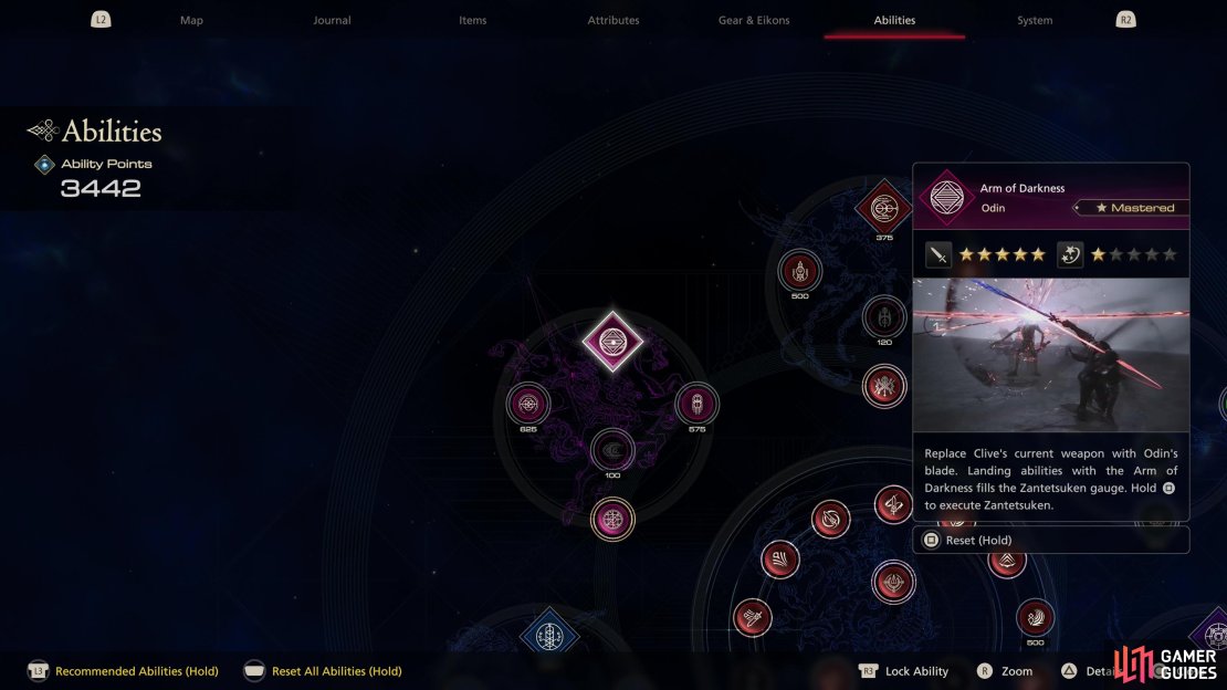 The only ability you really need is !Odin&rsquo;s Eikonic feat, !Arm of Darkness.