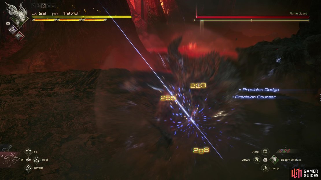 Most of the Flame Lizard&rsquo;s attacks are easy to dodge and counter, dealing a fair bit of stagger damage.