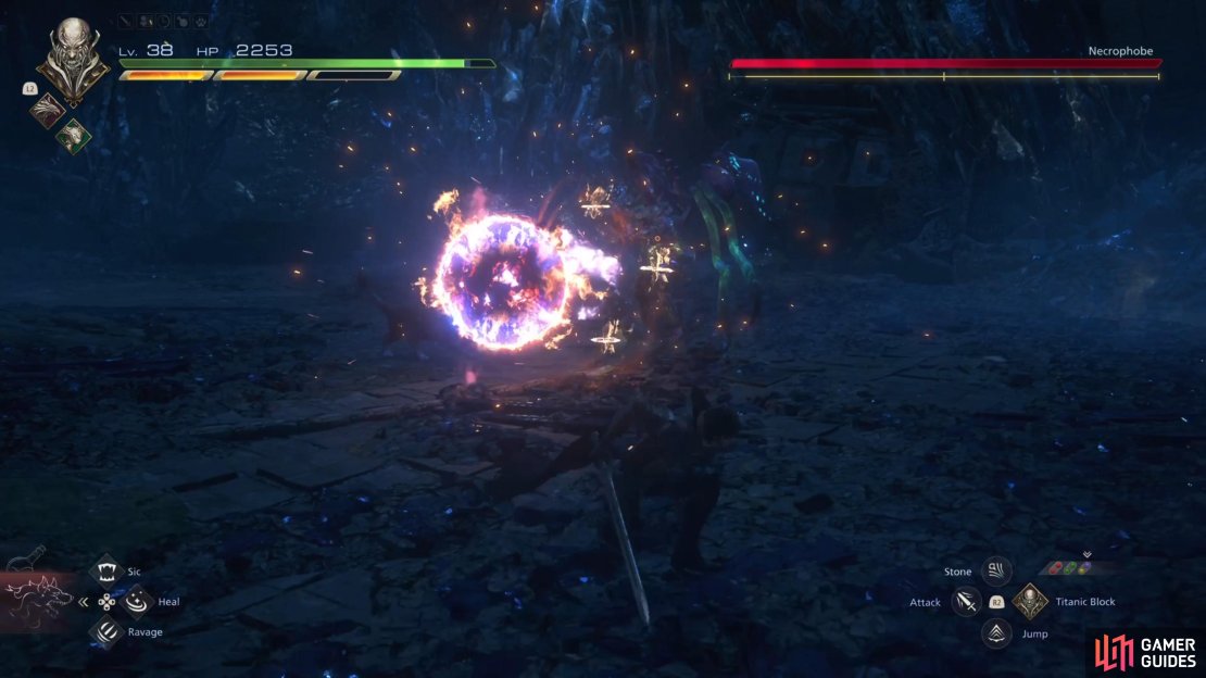 The Fireball is one of many projectiles in this battle.