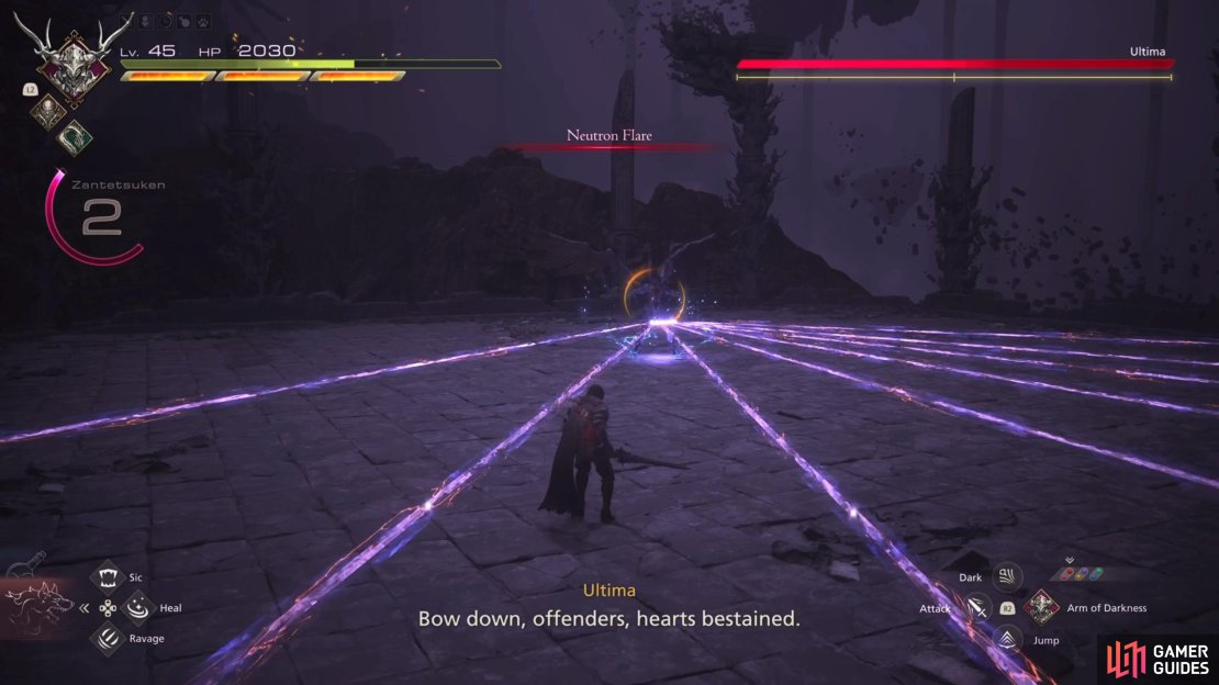 Neutron Flare will be the first attack you see in this battle.