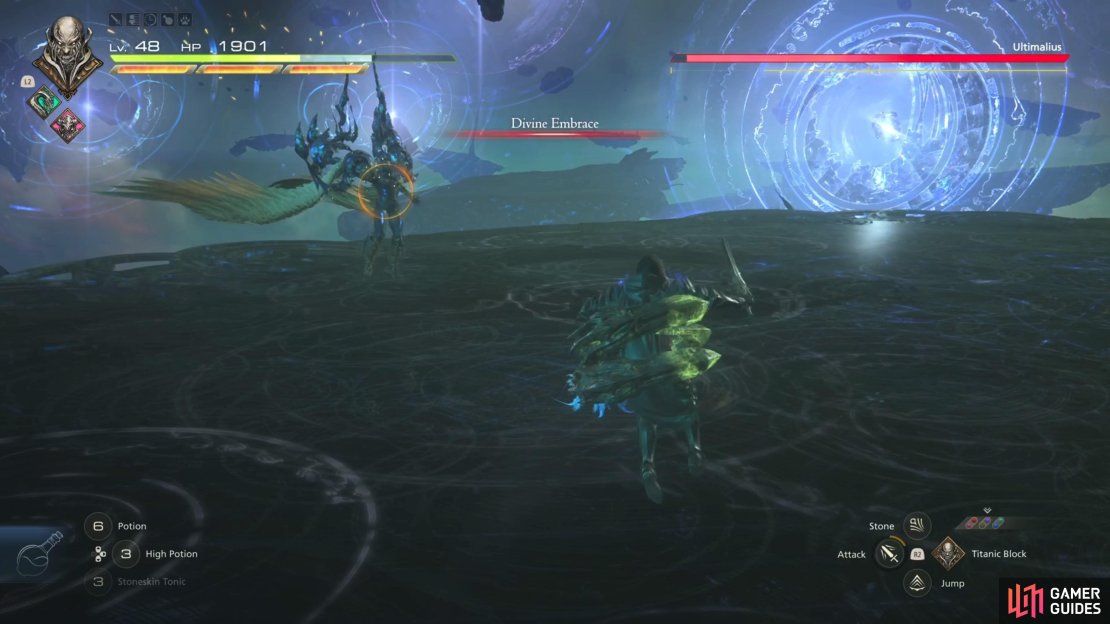 Divine Embrace doesn&rsquo;t do damage, but will just pull you towards !Ultimalius.