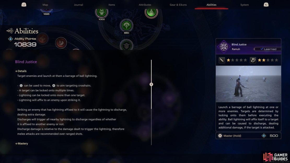 You&rsquo;ll gain access to !Blind Justice as the default !Ramuh !Eikon ability.