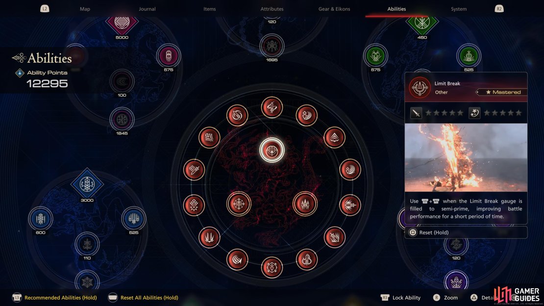 You can upgrade the !Limit Break ability from the center of Clive&rsquo;s !Eikon abilities here.