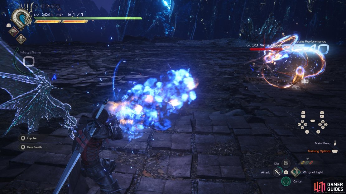 Move !Flare Breath to target the on-field enemy.