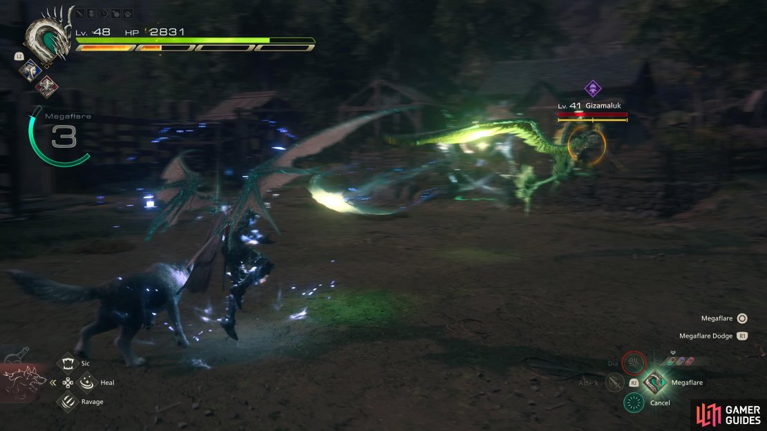 Gizamaluk will charge up briefly before unleashing two Wind Missiles at you.
