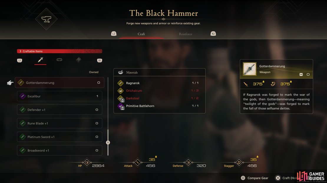 The Gotterdammerung recipe comes from completing the Blacksmith&rsquo;s Blues IV Side Quest.