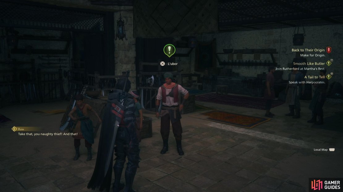 Speak with L&rsquo;ubor to begin this quest.