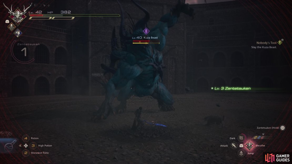 Kuza will swipe his claws at Clive when close.
