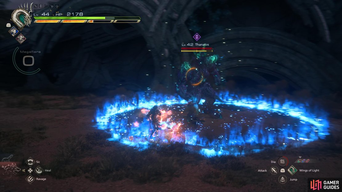 Thanatos will leap into the air and slam down to create a shockwave with its Jumping Slam attack.