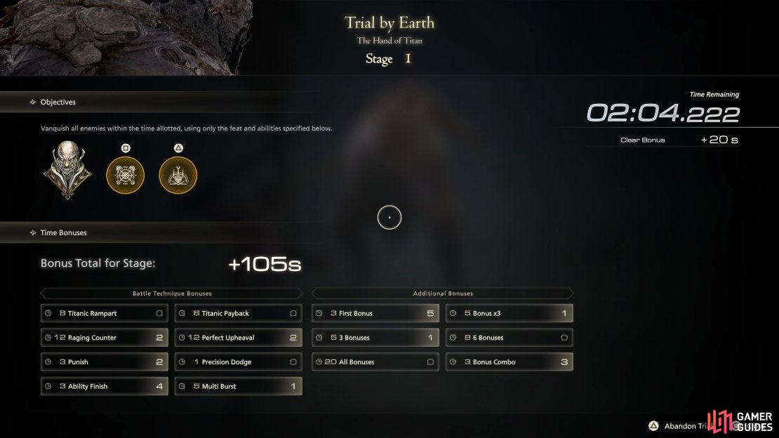 Stage 1 has Titan&rsquo;s Raging Fists and Upheaval abilities.