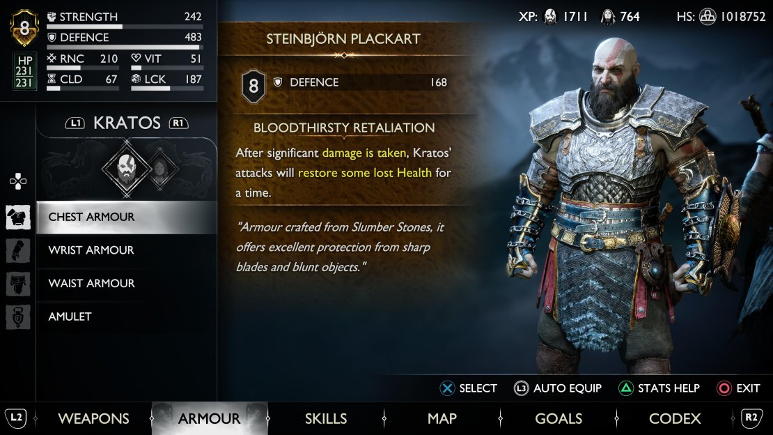 The chest piece will have a different perk to the wrists and waist.