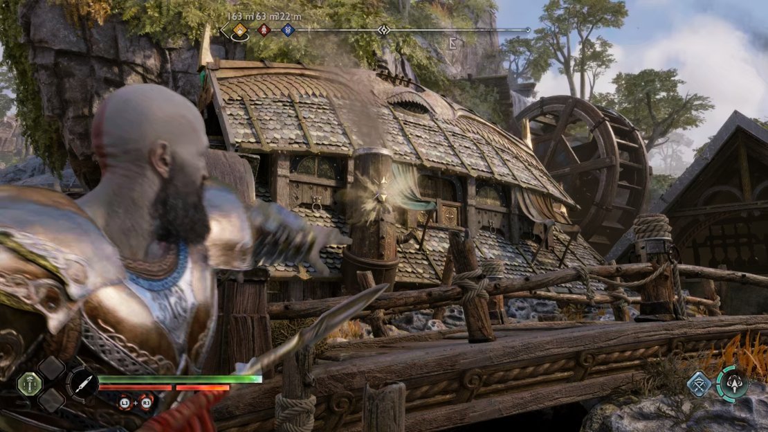 You can throw the Draupnir spear at the point in the chimney here.