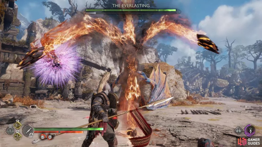 Be ready to block or parry the meteor shower.