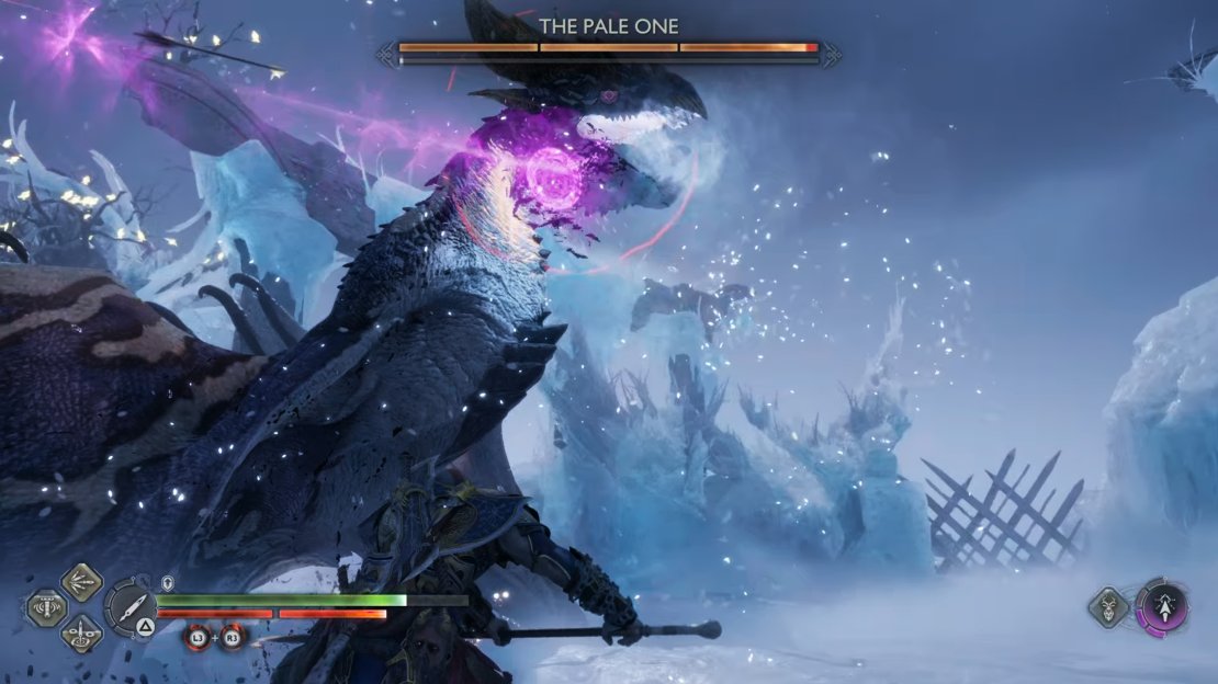 Look out for the red ring indicator just before the dragon uses ice breath.