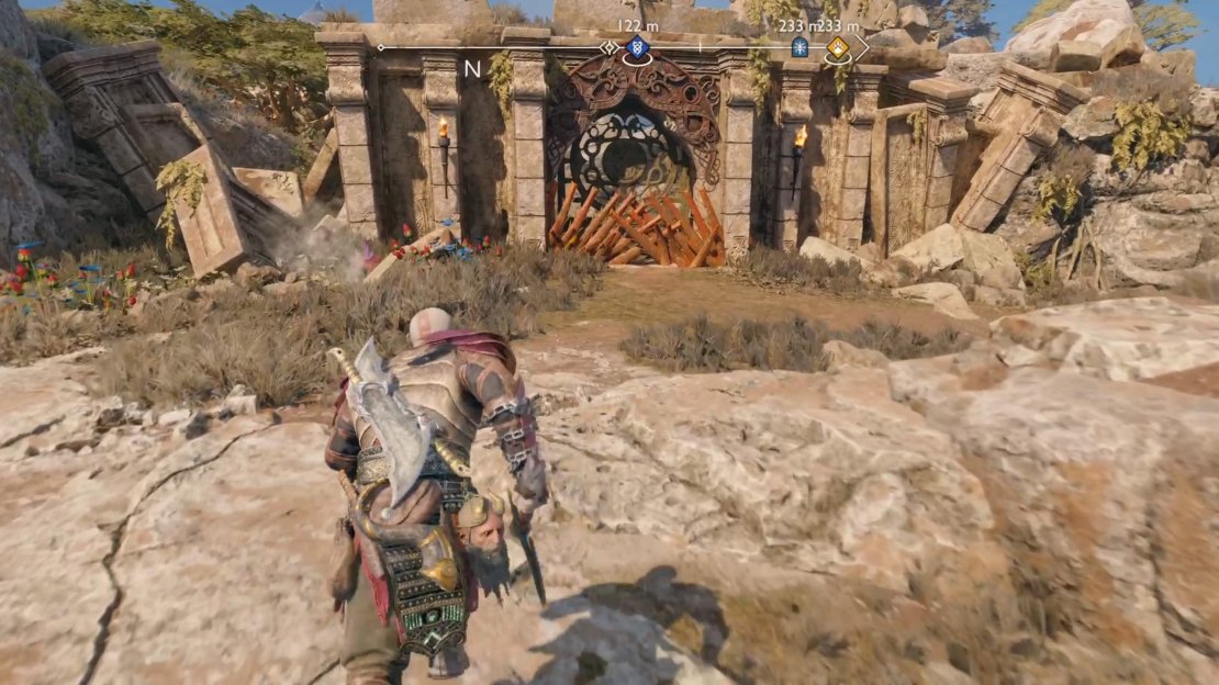 There will be a wooden barrier blocking your way