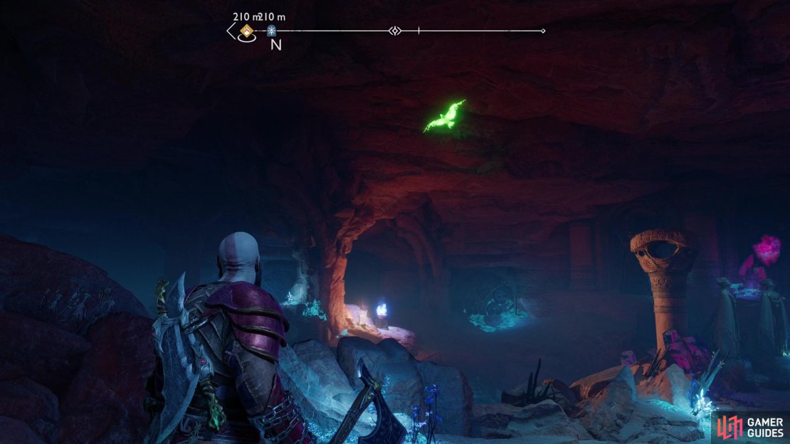 Enter a hidden chamber under The Elven Sanctum along the eastern end of The Forbidden Sands and look north to find one of Odin&rsquo;s Ravens.