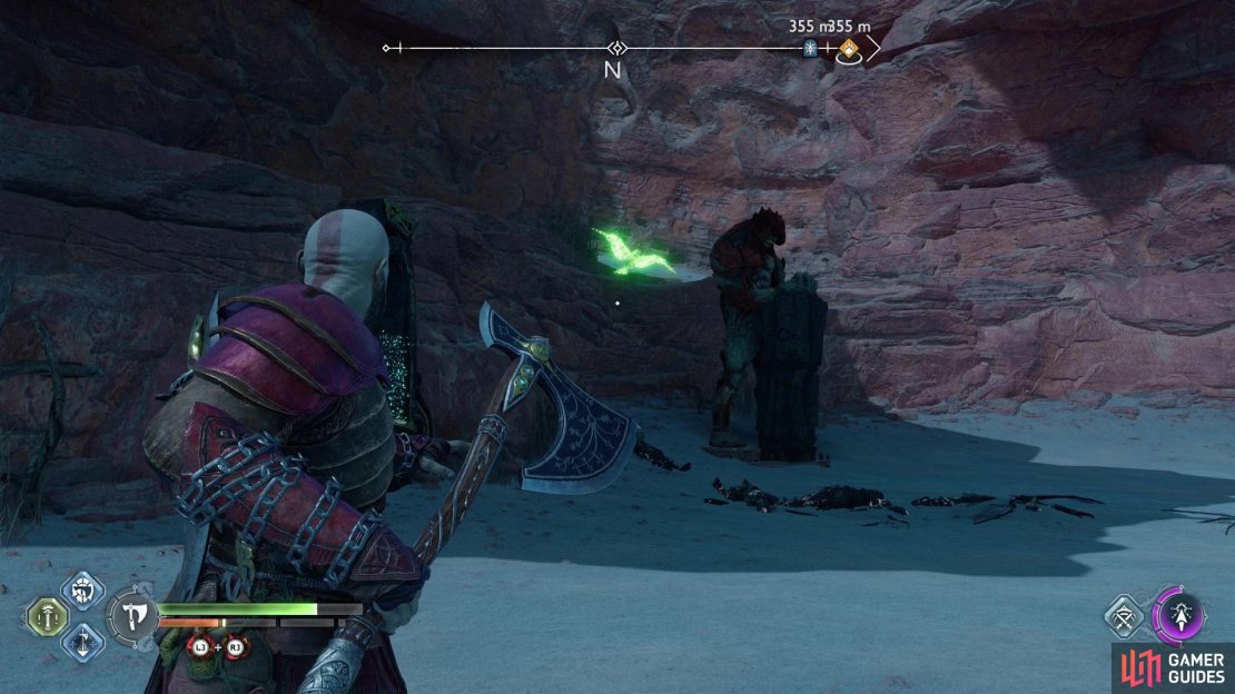 Search behind a troll statue along the western edge of the map to find another one of Odin&rsquo;s Ravens.