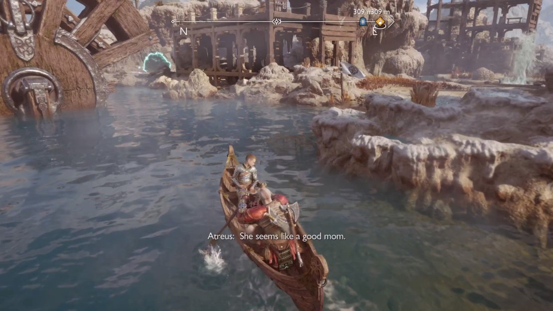 Dock your boat right before the water wheel