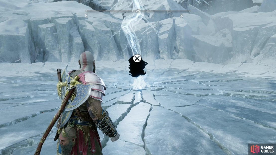 You&rsquo;ll find this Yggdrasil Rift in front of the frozen lightning bolt created by the clash between Thor and Kratos.