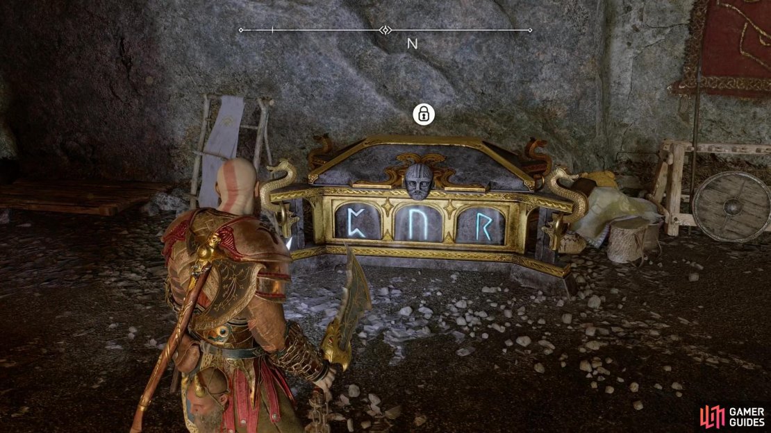 Find a Nornir Chest on a ledge in the Raider Hideout. You&rsquo;ll need to light three rune braziers to open it.