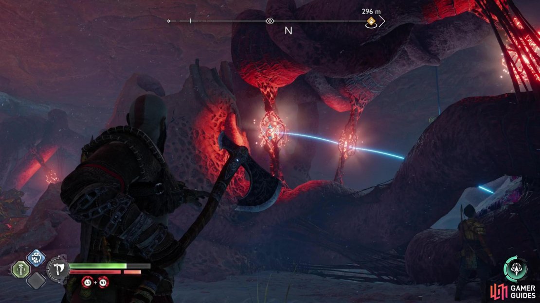 Toss the Leviathan Axe through some hive tendrils, deflecting it off a twilight stone to clear a hive cluster.