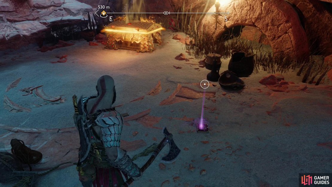 Find a massive skeleton along the eastern end of The Barrens. Climb inside and fight your way southeast, then ascend a ledge to find one of Kvasir&rsquo;s Poems.