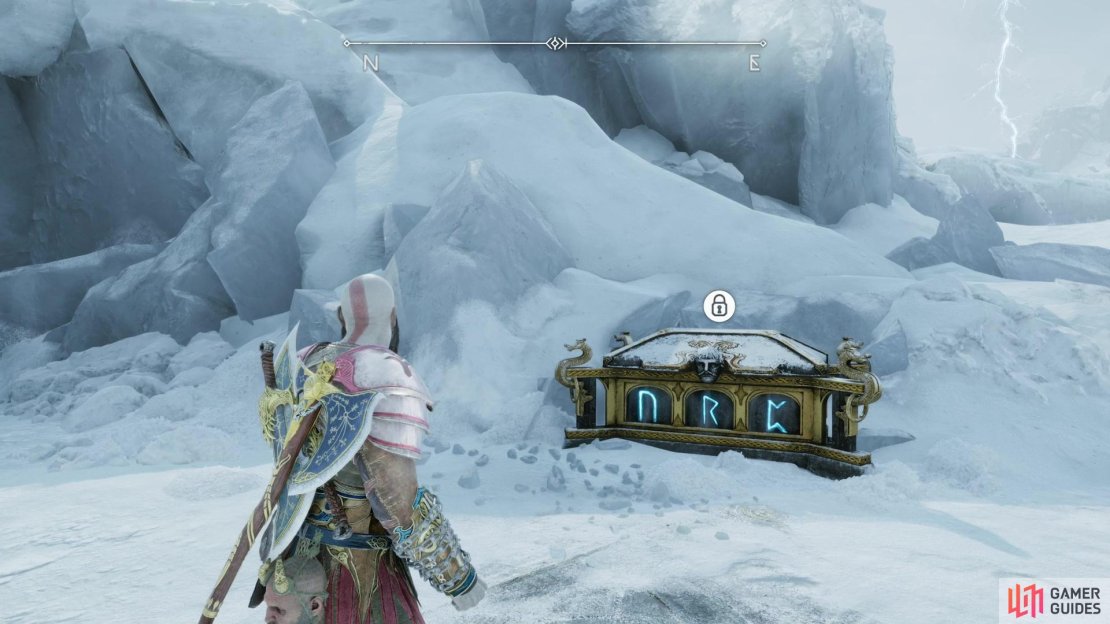 You&rsquo;ll find a Nornir Chest outside of the treasury, northeast of the shield.