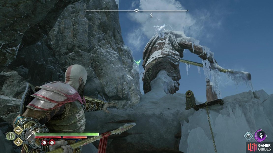 After defeating a Stalker, look on the cliffs behind one of the eponymous &ldquo;Oarsmen&rdquo; statues to find one of Odin&rsquo;s Ravens.
