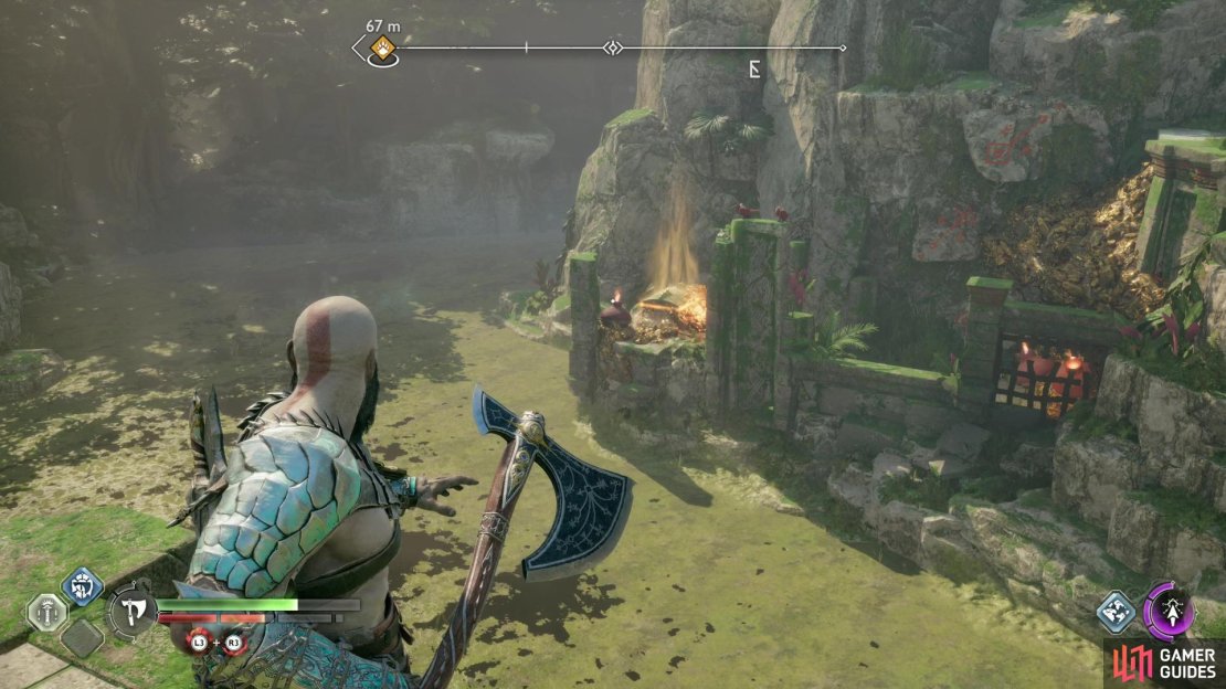 Before you can reach the Legendary Chest you&rsquo;ll need to clear some rocks - the rocks near the Legendary Chest is easy enough, just hit a nearby fire pot.