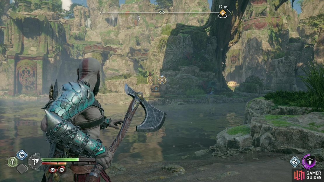 Sail across the river to Brok&rsquo;s shop and look south to find the third rune pole.