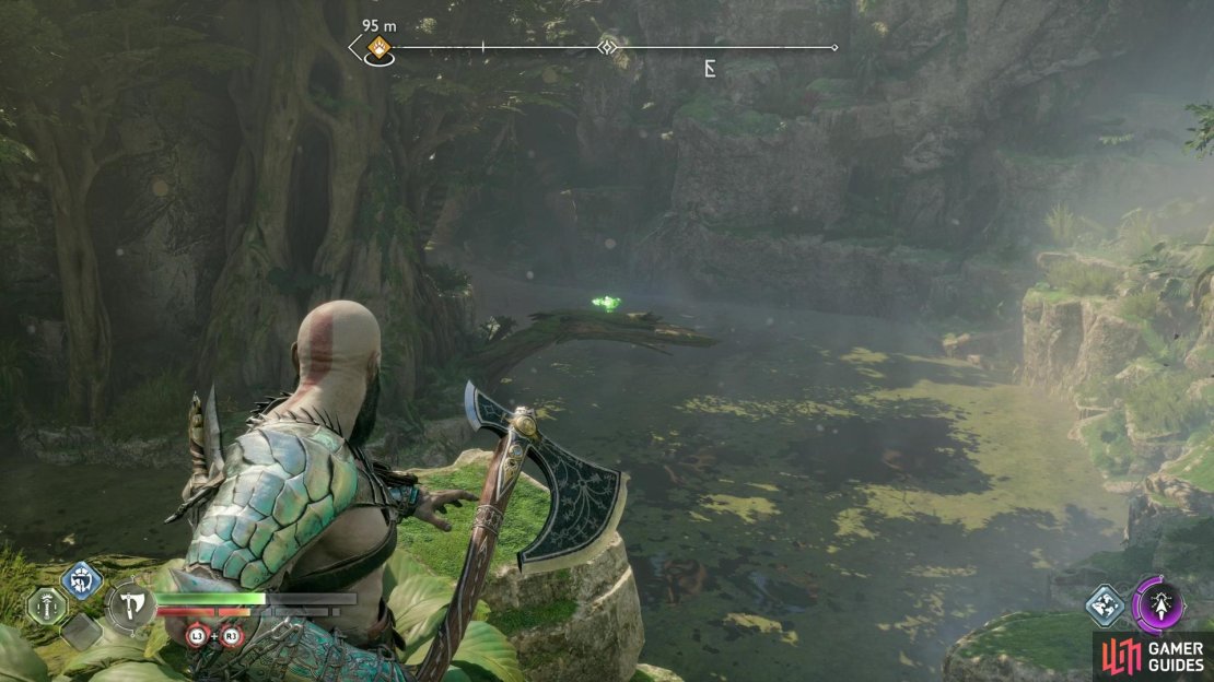 You can find another one of Odin&rsquo;s Ravens on a branch overlooking the river. The only way to reach it is by passing through The Veiled Passage, beyond which you&rsquo;ll find yourself on the eastern edge of the Cliffside Ruins.