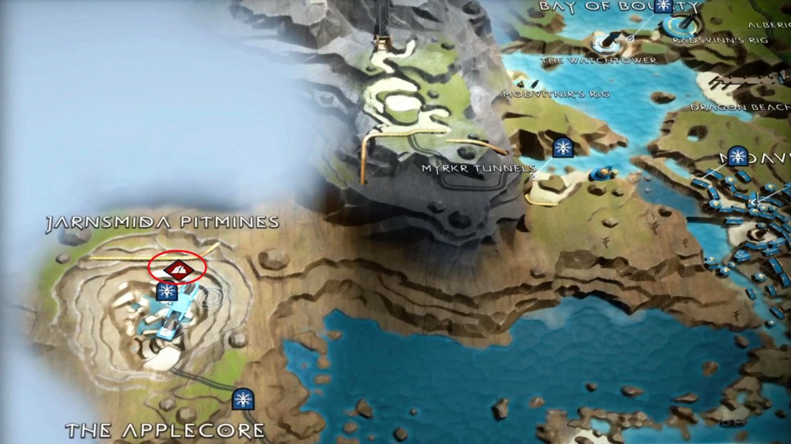 The Jarnsmida Pitmines camp can be found right next to the Mystic Gateway.