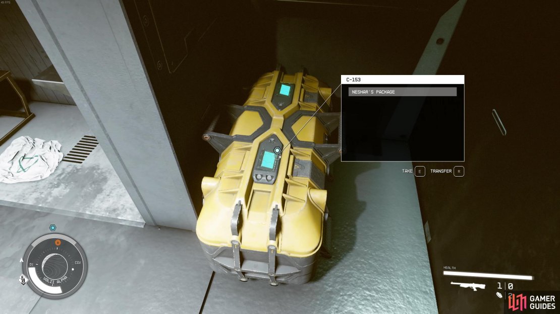 Grab Neshar&rsquo;s package from his sleepcrate.