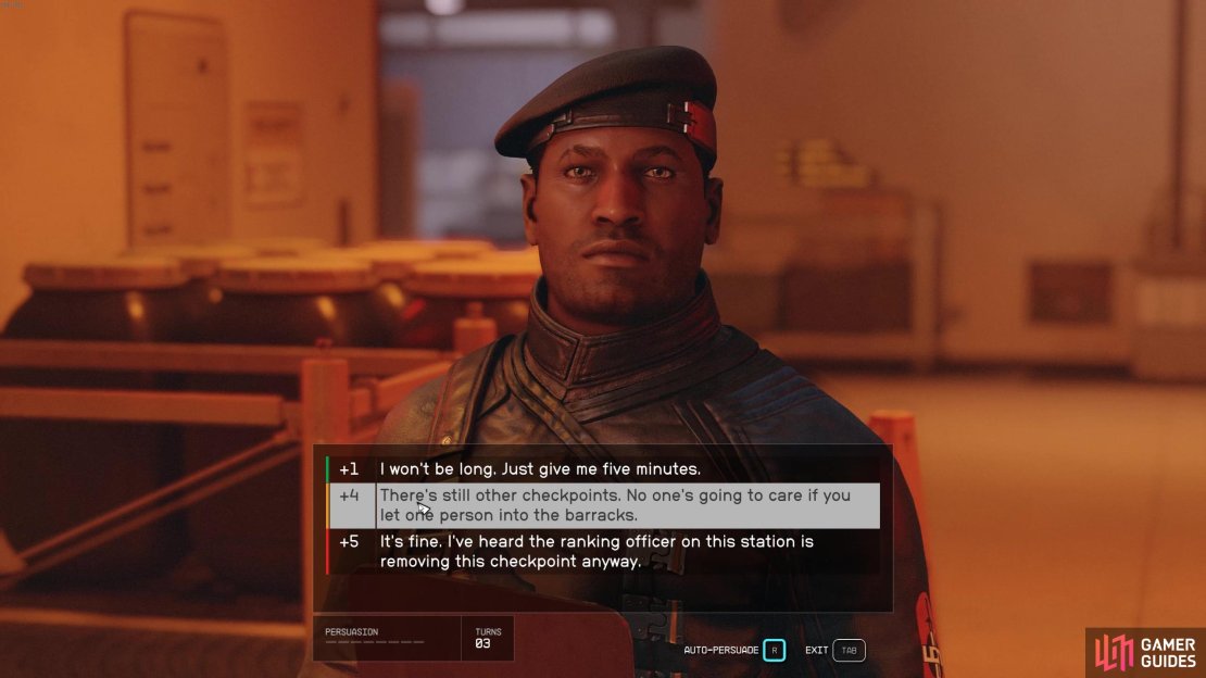 The persuasion check is quite high and if you&rsquo;ve got no points in persuasion it might be tricky.