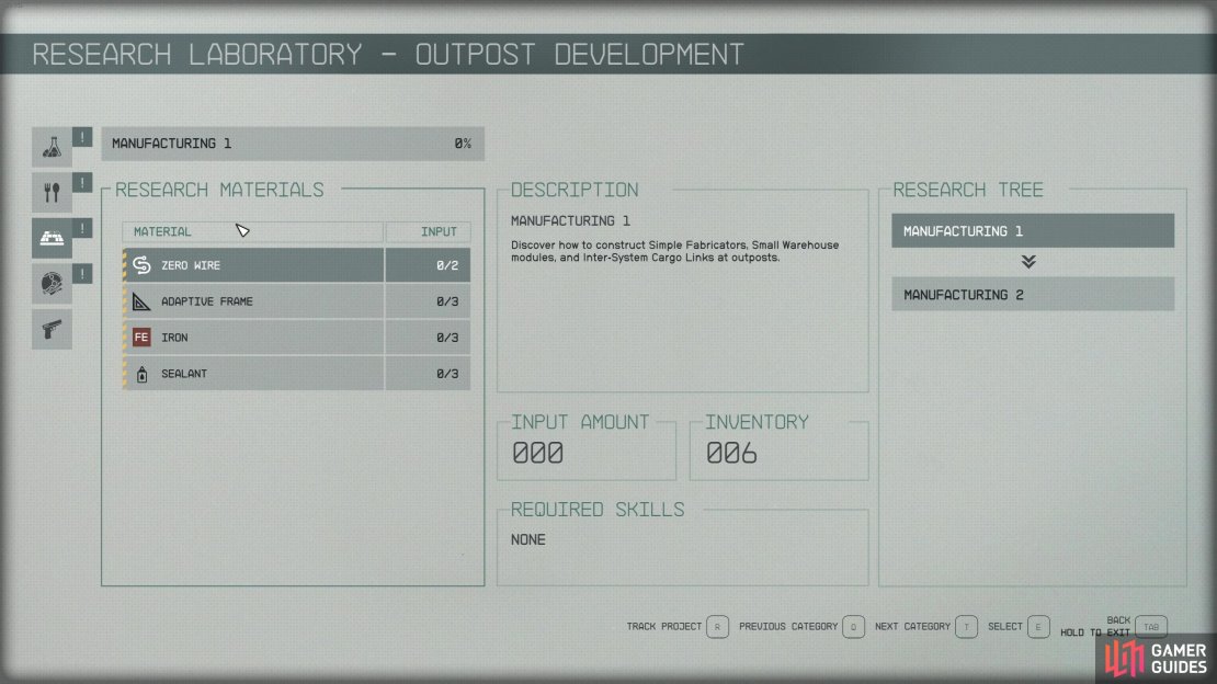 You&rsquo;ll first need to research Manufacturing at the Research Lab. 